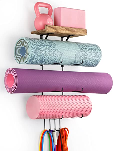 Yoga Mat Holder Accessories Wall Mount Organizer Storage

