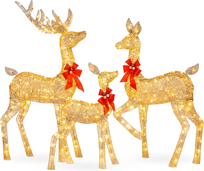 3-Piece Lighted Christmas Deer Family Set