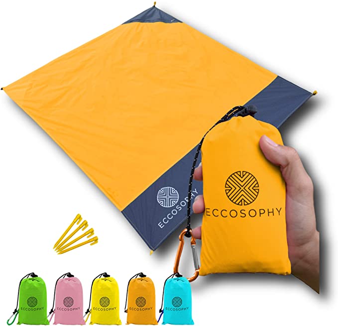 ECCOSOPHY Sand Proof Beach Blanket - 100% Waterproof Picnic Blanket 60x55