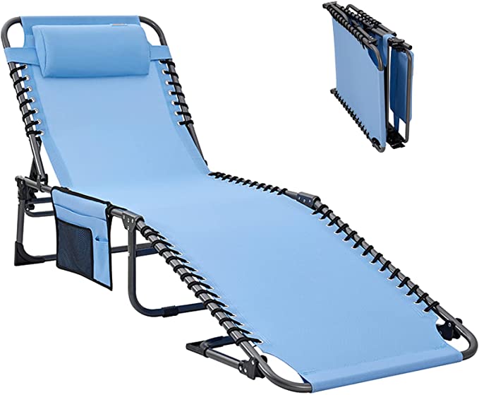 WEJOY Folding Chaise Lounge Chair for Beach