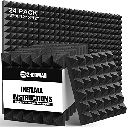 24 Pack Acoustic Foam Panels 2 Inches Thick Sound Proof Padding