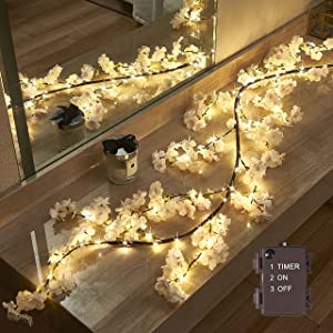 Cherry Blossom Garland with Lights