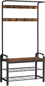 Entryway Bench with Coat Rack