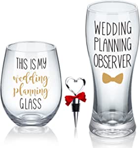 Wedding Planning Wine Glass Bridal Shower Gifts 