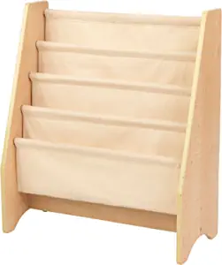 Wood and Canvas Sling Bookshelf for Kids