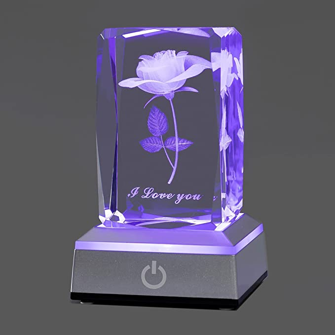 3D Rose Crystal Night Light