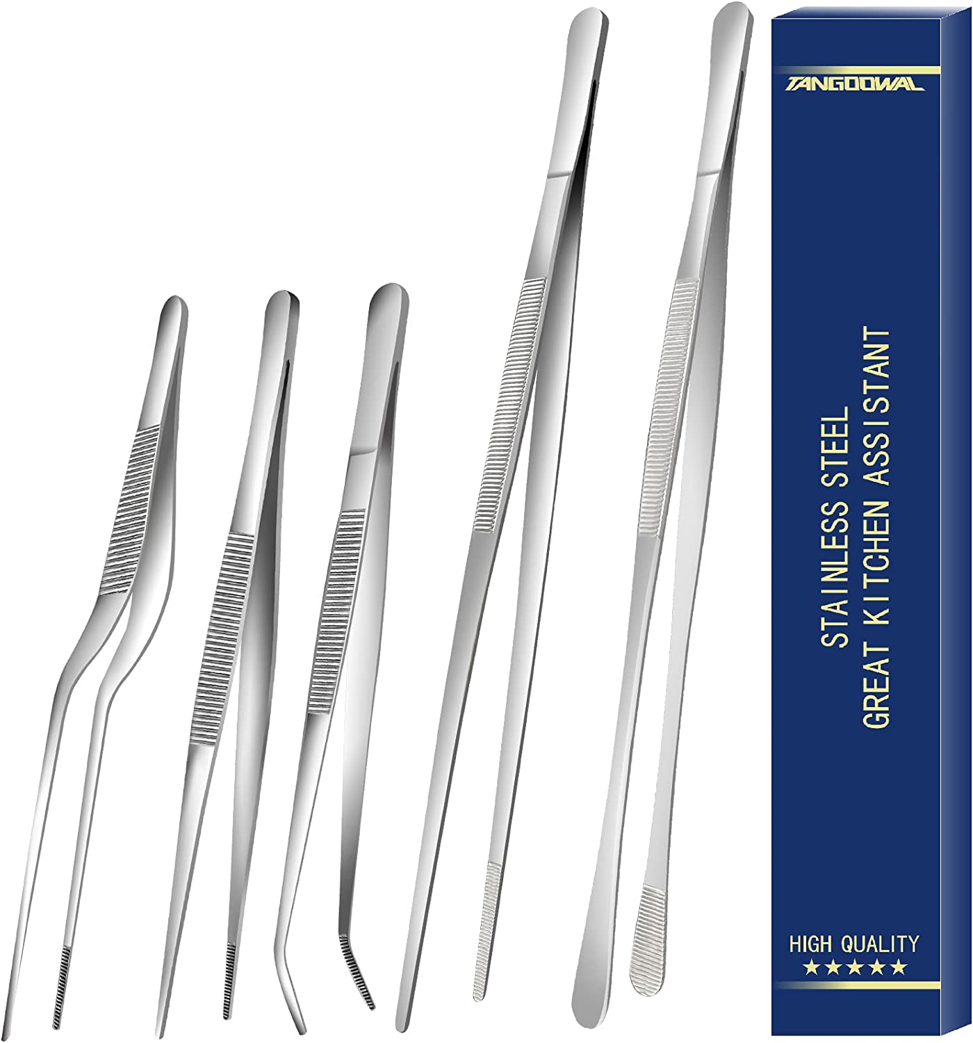 5 Pcs Kitchen Fine Tweezer Tongs