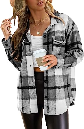 Women's Casual Button Down Long Sleeve Shirt Fall Jacket 