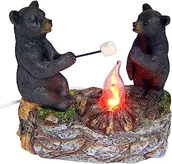 Black Bears Around a Campfire Table Top 

