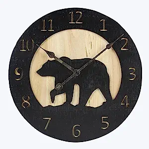 Wood Bear Carved Wall Clock
