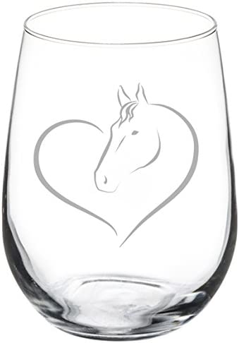 Wine Glass Goblet Heart Horse