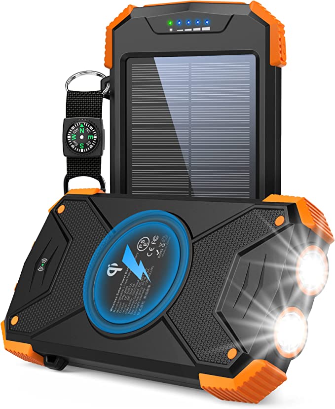 Solar Power Bank, Qi Portable Charger 10,000mAh
